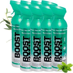 Boost Oxygen 9 liter - Menthol-Eucalyptus - 95% Pure Zuurstof - Tot wel 1600 inhalaties - Ademhalingsondersteuning voor sport herstel, hoogte, prestaties en gezondheid - Zuurstoffles - 8x 9L (8 pak, 72L totaal)