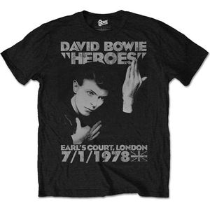 David Bowie - Heroes Earls Court Heren T-shirt - S - Zwart