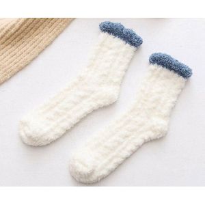 Sokken - Huissokken Dames - Slofsokken - Bedsokken - Dikke Sokken - Wollen Sokken - 2 Paar - Wit
