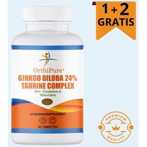 OrthiPure - Ginkgo Biloba 24% - Taurine - 30 tabletten - geheugen - concentratie