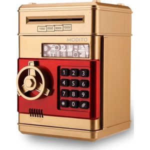 Modito Kluis met Pincode Goud PRO - Spaarpot - Automatisch Spaarvarken voor Kinderen - Munten & briefgeld - Educatief sparen - Met Nederlandse instellingen