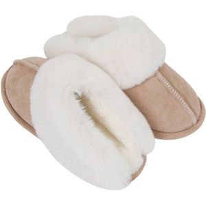 longziming -Dames Pluche Pantoffels met Memory Foam – Zachte Slip-On Huisslippers met Antislipzool – Lichtbruin – M38/39