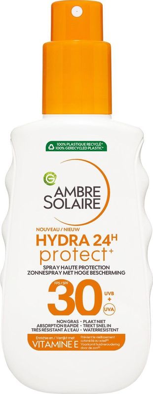 Garnier Ambre Solaire Hydra 24H Protect Zonnebrandspray SPF30 - Niet vet - Waterresistent - Vitamine E - beschermt en hydrateert – 150ml