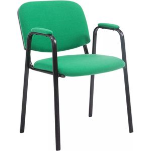 In And OutdoorMatch Bezoekersstoel - Eetkamerstoel - Lula - Groene stof - zwart frame - comfortabel - modern design - set van 1 - Zithoogte 47 cm - Deluxe