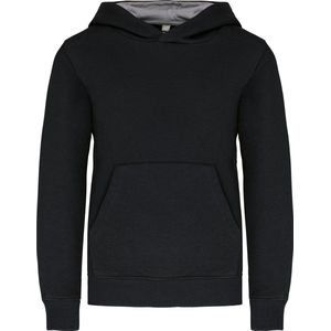 Kariban Kinder hooded sweater met gecontrasteerde capuchon K453 - Black / Fine Grey - 6/8 Y (6/8 ans)
