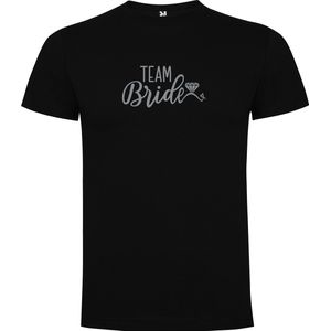 Zwart T-Shirt met “Team Bride“ Afbeelding Zilver Maat S