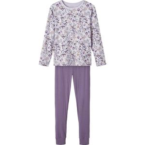 Name it meisjes pyjama - Purple Flower - Maat 110/116 - 104 - Paars