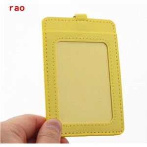 Badgehouder geel - Luxe kwaliteit Lederen materiaal - dubbele kaarthoezen SETS - ID Badge Case -  Clear Bank Credit Card Badge Houder - Badge accessoires