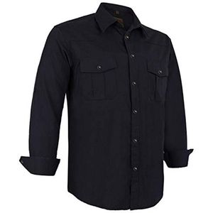 Lange Mouwen Herenhemd met Drukknopen - Effen en Geruit - Regular Fit Vrijetijdshemd - Gemakkelijk te Strijken