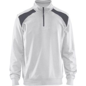 Blaklader 3353 Werksweater Korte Rits Wit/Grijs