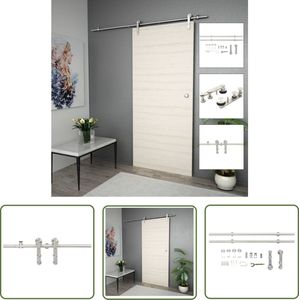 The Living Store Schuifdeur onderdelenset 183 cm roestvrij staal zilverkleurig - Schuifdeur Onderdelen - Schuifdeur Rails - Schuifdeur Systeem - Wandmontage - Kastdeur