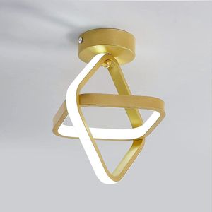 Goeco Plafondlamp - 21*26cm - Klein - 24W - LED - Stereo Geometrische Vierkante Plafondlamp - Gouden - Metalen - Koel Wit Licht - 6000K - Voor Woonkamer Slaapkamer Eetkamer