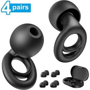 Geluidsdemping(- 28dB )Siliconen Oordoppen | Herbruikbare Slaap- en Anti-Snurkoordoppen met Opbergdoosje (zwart)