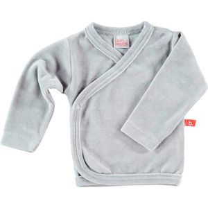 Baby trui velours met overslag van biologisch katoen - grijs maat 50