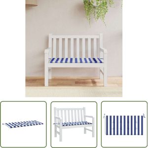 The Living Store Tuinbankkussen gestreept 120x50x3 cm oxford stof wit en blauw - Tuinbankkussen - Oxford Stof - Waterafstotend - Zitcomfort - Outdoor Kussen