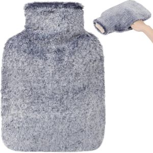 Warmwaterkruik met Zachte Hoes en Kangoeroezak - 2 Liter Rubberen Bedfles voor Volwassenen