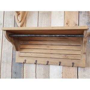 Teak wandkapstok 100cm - Naturel