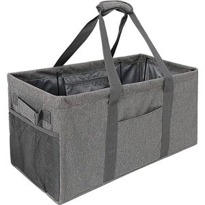 50 liter boodschappenmand, opvouwbaar, groot, voor dames en heren, draagtas met inklapbaar stalen draadframe, boodschappentas, wasmand, opvouwbaar, voor winkelen, vakantie, picknick, wassalon