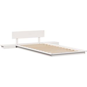 vidaXL - Ligbed - met - Nachttafels - Wit - 80x200cm - Massief - Hout