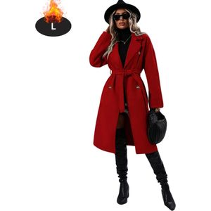 Bovista Mantel Dames - Tussenmantel - Jas - Mantelpakje - Trenchcoat - Overjas - Overcoat - Winter - Rood - S