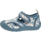 PLAYSHOES - Huisschoenen - Petrol - Bloemenprint - Velcro Sluiting