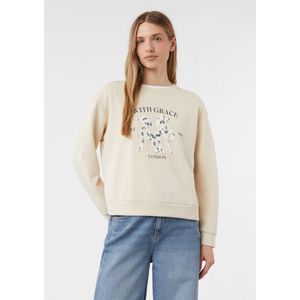 Comma - Sweatshirt - Ecru - Met Print en Applicaties