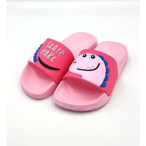 Kinder meisjes of jongens slippers - dinosaurus skate park slide roze - instapsloffen - ideaal voor thuis of als strand/bad slipper - maat 25