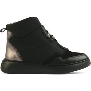 Hispanitas - Bolmet - Leren Sneakers - Zwart - Enkellaarsjes