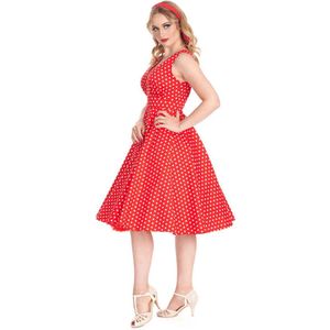 Banned - Summer Of Spots Flare jurk - XL - Rood