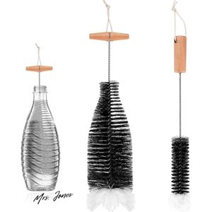Mrs. Jones Premium Flessenborstel - Compatibel met SodaStream - Reinigingsborstel - Glazen flessen - Drinkflessen - 2 stuks
