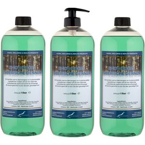 Douchegel Siberische Dennen 1 liter - set van 3 stuks - met gratis pomp - Showergel