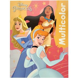 Disney Princess - multicolor peach - prinsessen kleurboek - Assepoester - Pocahontas - Aurora - 17 kleurplaten en 17 voorbeelden - creatief - tekenen - verjaardag - cadeau
