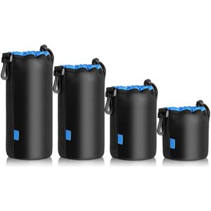 Set van 4 Stuks - Lens Tas - Inclusief Klein, Medium, Groot, XL Maten - blauw - Beschermende lenshouder opbergen - 10*10*24 cm - Neopreen