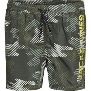 Jack & Jones Junior Zwemshorts Jongens JPSTCRETE Camouflage Groen - Maat  164 - Zwembroek