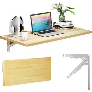 Goodivery ® 80 x 40 cm Klaptafel Muur, Keuken Wandtafel, Opvouwbaar, Balkontafel, Opklapbaar Bureau, Eettafel, Laptoptafel (Kleur: Naturel, Maat: 80x40cm)