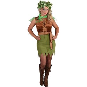 Magic By Freddy's - Elfen Feeen & Fantasy Kostuum - Belinda Bosfee Betoverde Woud - Vrouw - Groen, Bruin - Medium - Carnavalskleding - Verkleedkleding