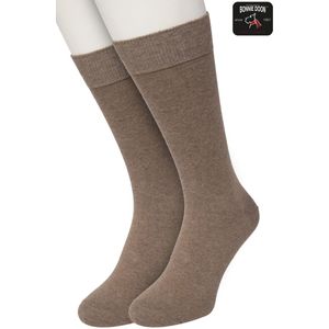 Bonnie Doon Basic Sokken Heren Taupe maat 40/46 - 2 paar - Basis Katoenen Sok - Gladde Naden - Brede Boord - Uitstekend Draagcomfort - Perfecte Pasvorm - 2-pack - Multipack - Effen - Bruin - Taupe Heather - OL6324012.376