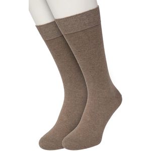 Bonnie Doon Basic Sokken Heren Taupe maat 40/46 - 2 paar - Basis Katoenen Sok - Gladde Naden - Brede Boord - Uitstekend Draagcomfort - Perfecte Pasvorm - 2-pack - Multipack - Effen - Bruin - Taupe Heather - OL6324012.376