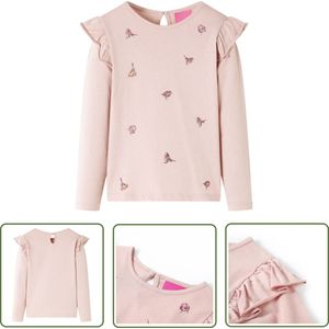 vidaXL Meisjeshemd - Kinderhemd - Kindershirt met lange mouwen 128 roze - Roze Hemd - Longsleeve - Kinderkleding