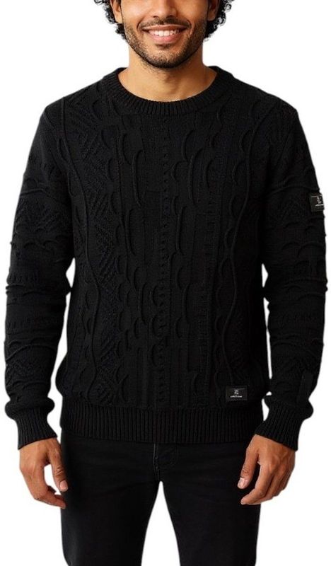 Carlo Colucci - Gebreide Trui - Zwart - Katoen/Acryl