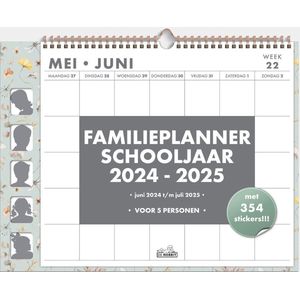 Hobbit - Familieplanner Omslag - 2024-2025 - 1 week op 1 pagina - A3+ (29,7 x 42 cm) - Aquarel vlinders mint