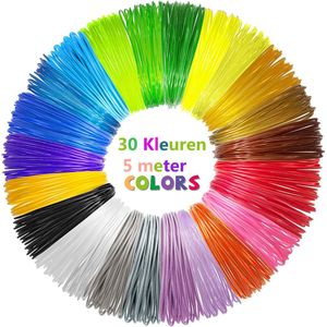 3D pen vullingen - PLA - 30 kleuren - 3D pen filament -5 meter per kleur - navulling - Glow in the dark - sjablonen - Hervulling