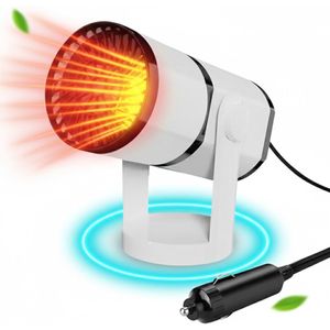 White-Label® Auto Verwarming Ventilator - Auto Kachel 12 Volt - Heater - Ontdooier - 360 Graden Rotatie - Wit