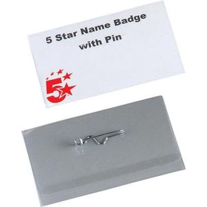 5 Star badge met speld formaat 40 x 75 mm doos van 100 stuks