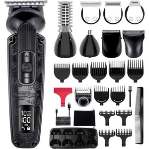 Equivera Baardtrimmer - 8-In-1 Multifunctionele Verzorgingsset - Haartrimmer - Draadloos - LED-Display - Diverse Opzetstukken
