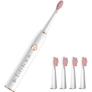 Vitdipy - Elektrische Tandenborstel - met 4 tandenborstelkoppen - Sonische - Wittere tanden - Geschikt voor volwassenen - Gevoelige tanden - Wit