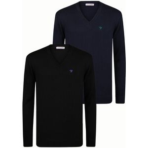 Felix Hardy - Sweater - Zwart-Navy - 2 Pack - 100% Katoen - Heren - V-Hals