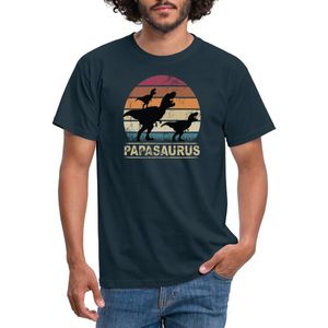 Papasaurus | Cadeau Voor Vader Met Twee Kinderen | Vaderdagcadeau T-Shirt Heren