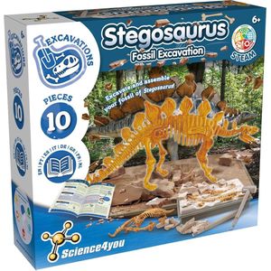 Science4You Stegosaur Excavation Kit - Stegosaurus Opgraafset voor Kinderen vanaf 6 Jaar - Graaf en Assembleer 10 Dinosaurus botten met dit Educatieve Paleontologische Speelgoed - Wetenschapsspellen 6-10 Jaar