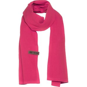 Knit Factory Liv Sjaal Dames - Katoenen sjaal - Langwerpige sjaal - Felroze zomersjaal - Dames sjaal - Fuchsia - 200x40 cm - Duurzaam & Milieuvriendelijk - 100% Biologisch katoen